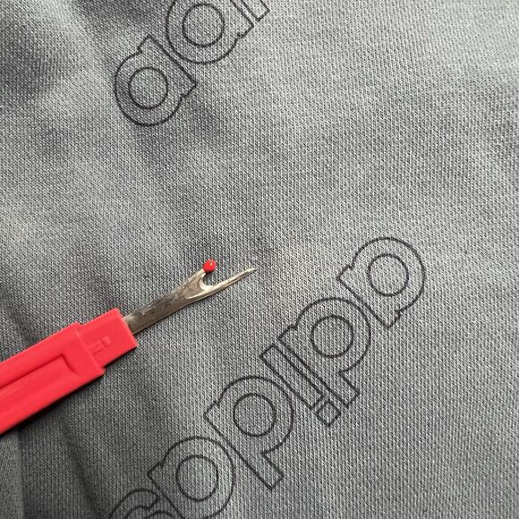 Adidas All Over Logo Hooded Sweatshirt Adult Medium Blue/Gray Hoodie Pockets - Picture 10 of 10